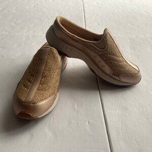 Easy Spirit Travel Time Slip On Walking Mule  Natural Raffia & Gold 8.5M
